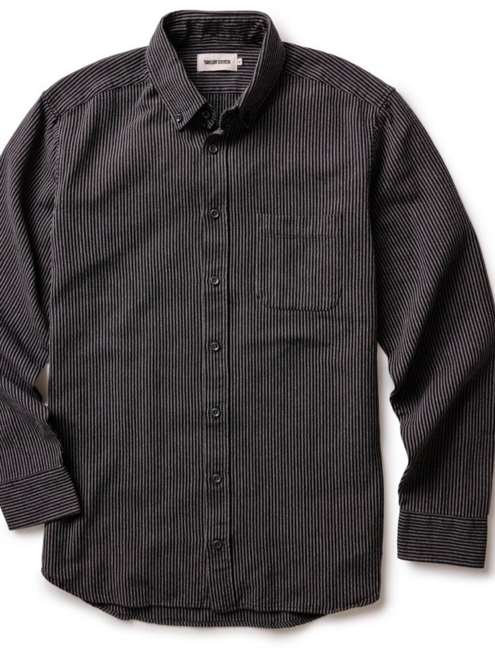Taylor Stitch Jack Shirt Grey White Micro Stripe Organic Cotton Size 38